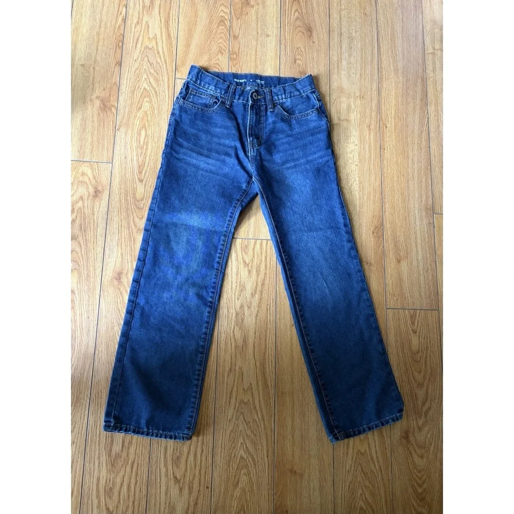 Lot of 2 Old Navy Boys Size 12 Straight Jeans BuiltInTough Adjustable Waist Blue
